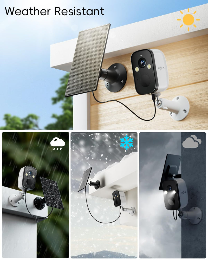 2K Security Cameras Wireless Outdoor, 2.4G/5G WiFi, Solar Camera Outdoor Wireless, Color Night Vision, Solar Powered, Motion Detection Spotlight Siren/2 Way Talk/IP66/Cloud/SD/Alexa 1 Pack 5G