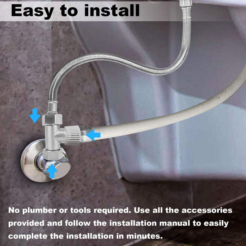3/8 x 1/2 Adapter T Connector for Toto Fit Washlets, 3 Way Tee Connector with Washer & Fitting Hose Toilet Supply Line Bidet Splitter Valve Toilet Installation Parts for RV & Home