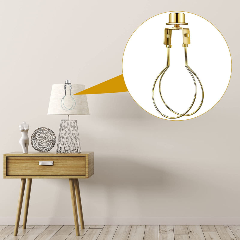 Honoson Bulb Lamp Shade Light Bulb Clip Adapter Includes Finial and Lampshade Levellers for Replacement 2 Golden