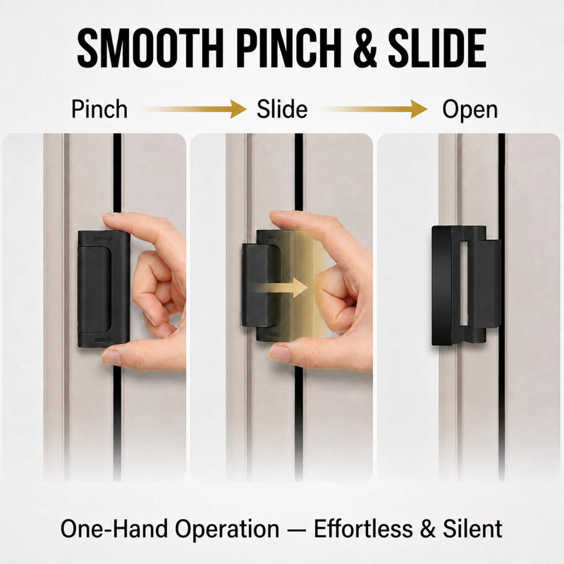 Door Reinforcement Lock 2 Pack, Home Security & Kids Safety | 800lbs Kick-in Defense; INWARD Swing Doors ONLY; Childproof Pinch-to-Unlock; Heavy-Duty Aluminum; Free Drill Bit Included
