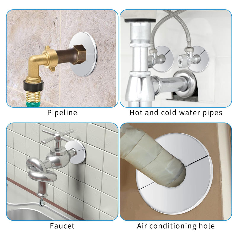 3 Pcs Escutcheon Plate Plumbing Cover Plates Wall Split Flange Stainless Steel Round Pipe Flange Faucet Flange Toilet Flange Escutcheon Ring Flange for 1 Inch Diameter Pipe