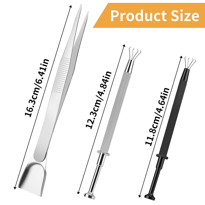 3Pcs Grabber Tool Holder Set Jeweler's Pick Up Sprinkle Pen Jewelry Tweezers 4 Claw Piercing Ball with Prongs Diamond Claw Precision Stainless Steel For Tiny Objects IC Chip Electronic Components Black