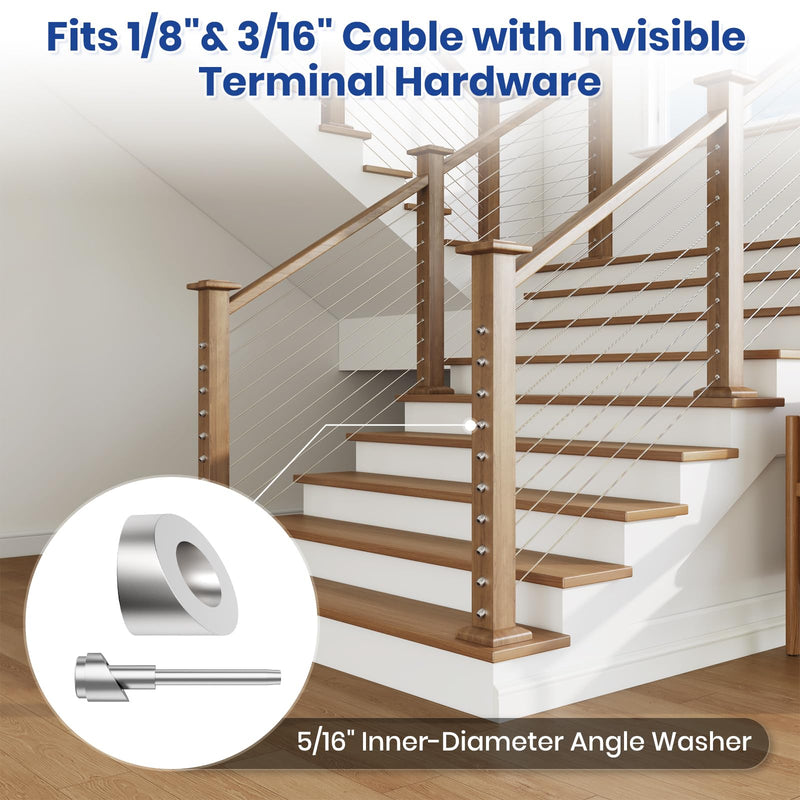 BLIKA 50 Pack 5/16" ID Cable Railing Angle Washers for Stair Ends 5/16 inch