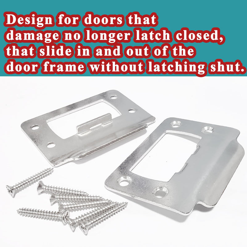 2-1/4" by 1-3/4" Door Latch Restorer Strike Plate for Doors, 2 PCS Universal Door Lock Hardware with Foul 1" Long Screws (Satin Nickel) Satin Nickel