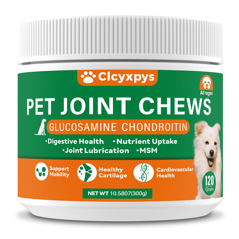 Glucosamine for Dogs Hip and Joint Supplement Chews,Mobility Support Supplement -Glucosamine chondroitin-MSM，Hip & Joint Support-Digestion,Probiotics-120 Chews