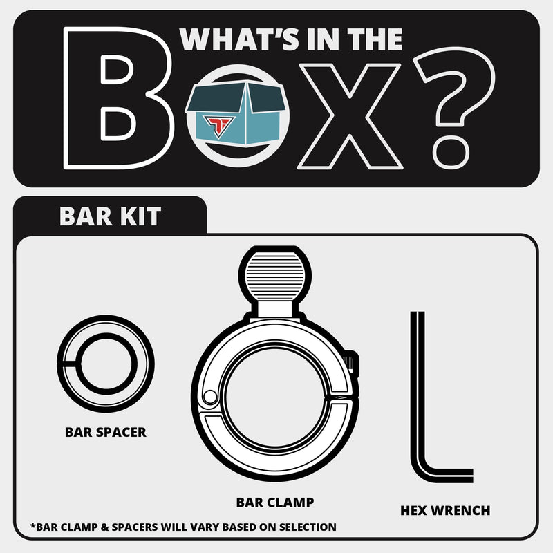 Tackform 20 Series BC1 Bar Clamp with 20mm Aluminum Ball | Billet Aluminum Clamp with Rubber Insert for 1-3/8" and 1-1/2" Bars ONLY | Black 1-3/8" and 1-1/2"
