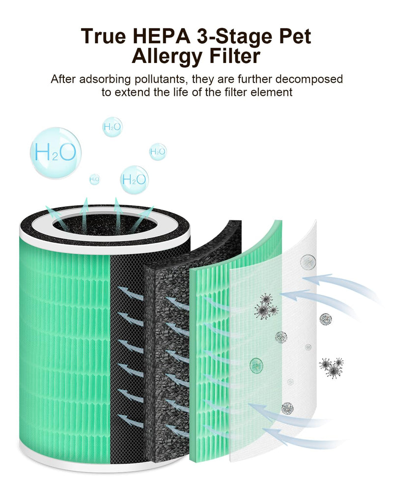 Genuine MORENTO KILO HEPA Air Purifier Replacement Filter, 1 Pack, Pet Vers Green