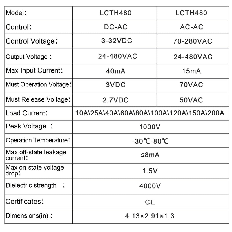 3 Phase Solid State Relay SSR-40AA AC to AC (Input 70-280VAC to Output 24-480VAC) 3 Phase 30 Amp SSR(AC to AC 40A)