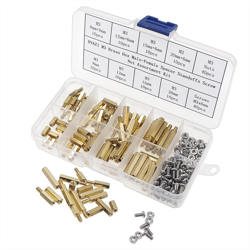 M3 Brass Hex Spacer Standoffs Screw Nut Assortment Kit;Male-Female M3
