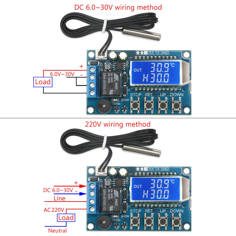 DROK Electronic Thermostat Controller, DC 6-30V 24V Digital Temperature Control Board -50 to +110 Degree Celsius High Accuracy LCD Digital Micro Temp Control Switch Module with Waterproof Sensor Probe 1
