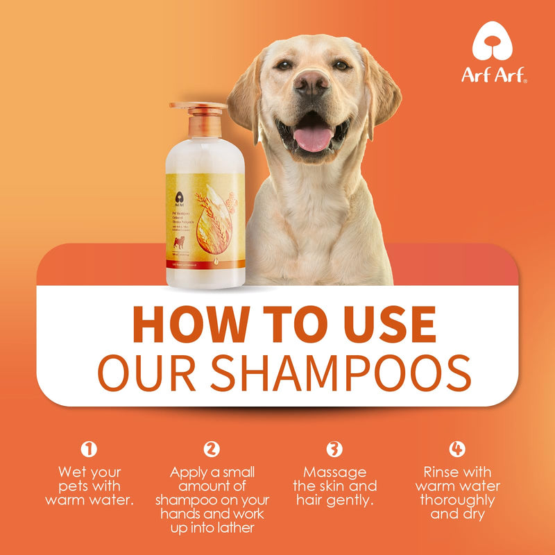 Arf Arf Dog Shampoo Itch Relief, Allay Itch & Irritation Oatmeal Formula 16oz, Anti-Itch for Allergies, Honey-Infused, Pet-Friendly, Ideal for Sensitive Skin Anti-itch Shampoo - PawsPlanet Australia