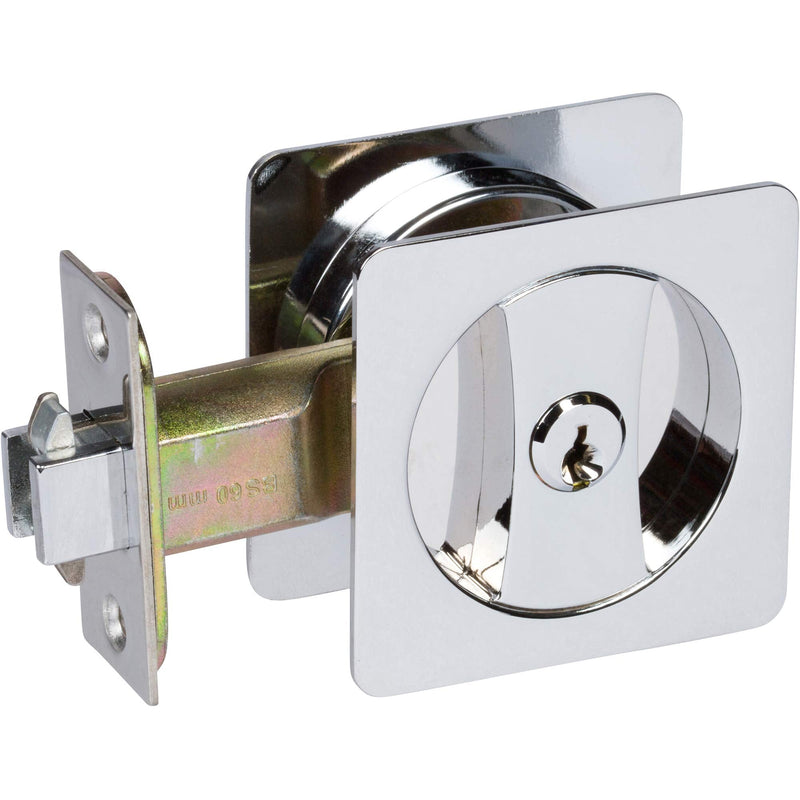 Delaney Hardware Contemporary Square Pocket Entry Lock, Polished Chrome with Key