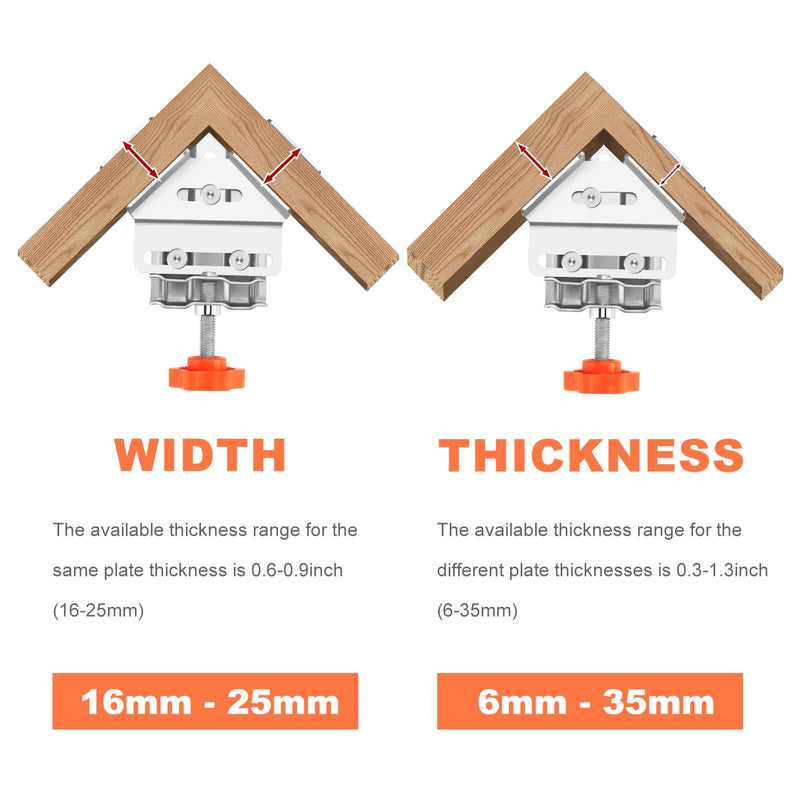 2 PCS Corner Clamps for Woodworking, Multipurpose Stainless Steel 90 Degree Right Angle Clamp with Adjustable Swing Jaw For Wood, Metal Pipe, Steel Rod, And Glass