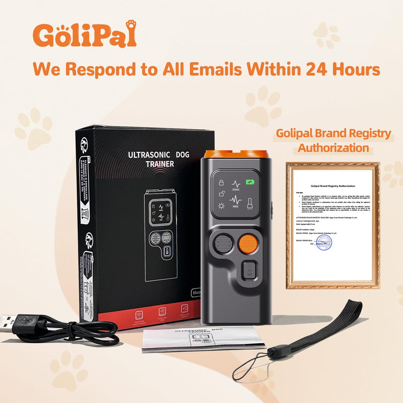 Golipal Dog Bark Deterrent Devices, Ultrasonic Dog Bark Deterrent Devices, 2 Ultrasonic Modes Anti Barking for Dogs, 30FT far Dog Training Tools, for Training to Improve Bad Behavior (Black) Black
