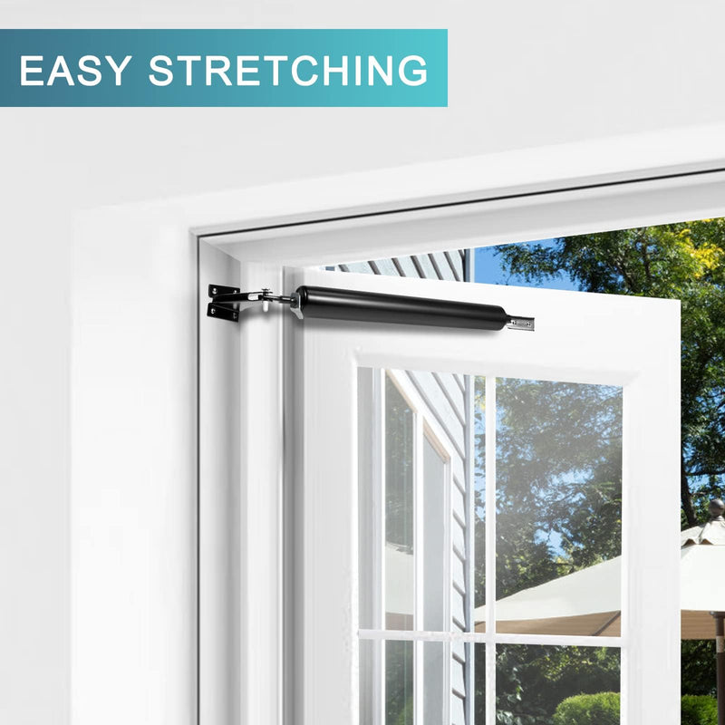 Screen Door Closers Kit,Storm Door Closer, Pneumatic Door Closer Bracket Adjustable Closing Door Cushion Speed, Stable Door Closer System, Screen Door Opener and Closer 1Pack(Black) 1 Pack (Black)