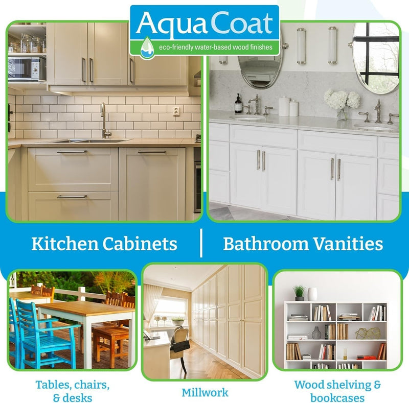 Aqua Coat White Water-Based Cabinet Wood Grain Filler Gel – Low Odor, Fast Drying White Wood Filler, Paintable & Sandable for Interior & Exterior Repairs, Upgrades & Restorations – 32 oz Quart