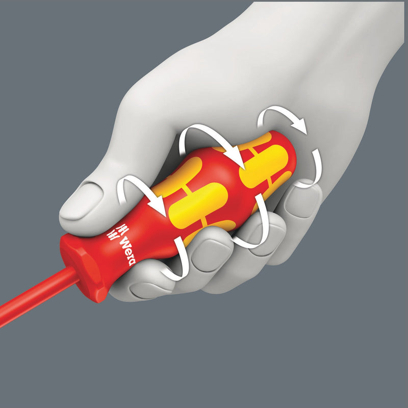Wera 05006100001 Kraftform Plus VDE 160i Slotted Insulated Screwdriver, Without Lasertip, 2.5mm Head, 3 1/8" Blade Length Slotted, No Lasertip, 2.5mm Head, 3-1/8" Blade