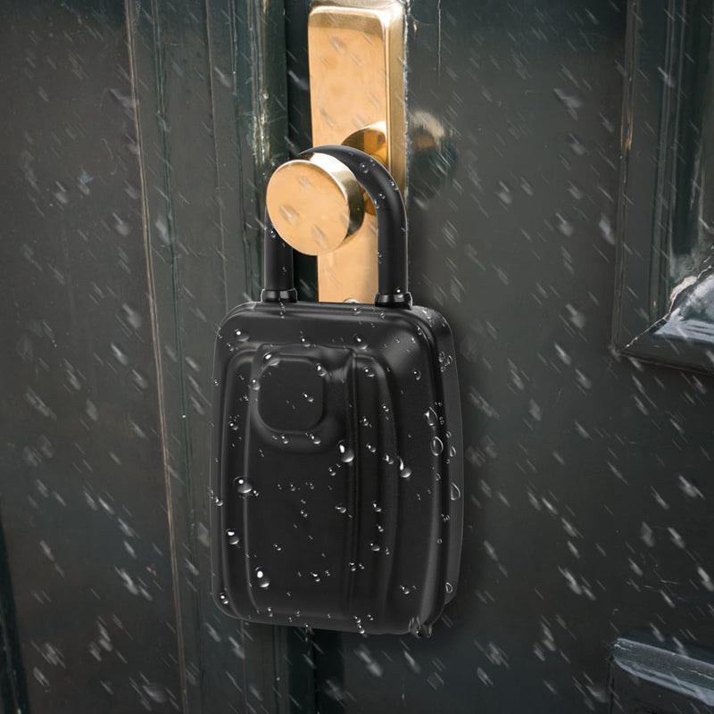 Key Lock Box for Outside, Waterproof Key Lockbox with 12-Digit Push Button Combination and Removable Shackle, Resettable Code Key Safe Storage Box for Door Handle, House, Retail Store, Garage