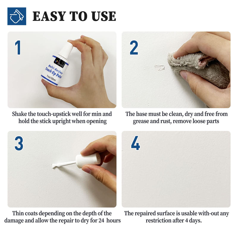 DWIL White Touch Up Paint - Multi Surface Touch Up Paint Pen, Scratch Repair for Wall, Door, Cabinets, Wood, Furniture, 1.5 Fl Oz (Semi Gloss, White) Semi Gloss