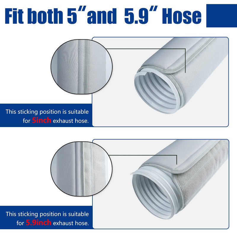 Portable Air Conditioner Hose Cover Wrap for 5" & 5.9" Diameter Exhaust Hoses Tube, Insulated AC Hose Duct Vent Cover Sleeve, Gray