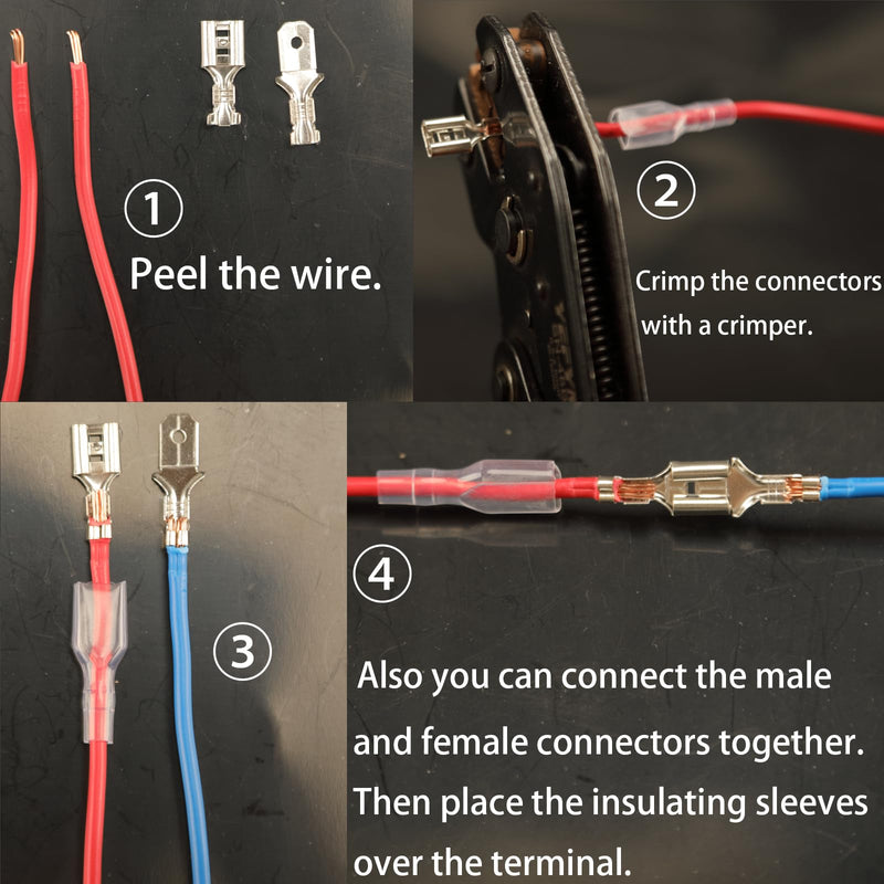 540pcs 2.8mm 4.8mm 6.3mm Male and Female Spade Connectors Kit with Insulating Sleeve, Crimp Connectors Crimp Terminals Electrical Connectors, Electrical Terminals for Electrical Wiring 540