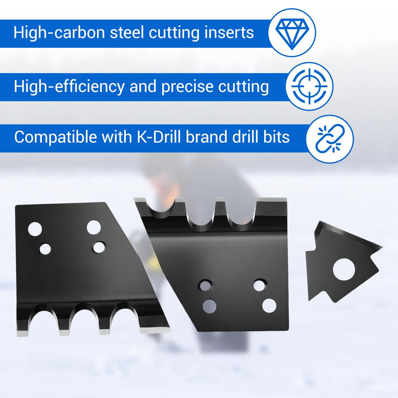 Hicarer Ice Auger Replacement Blades Compatible with K-Drill 7.5 Inch Ice Auger for Fishing, Se of 3 Pieces