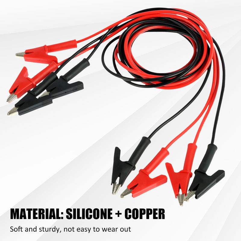 16PCS Silicone Alligator Clips 3.3 Ft, 14 Gauge 1500V 15A Jumper Wires Alligator Clips Dual Ended 39"/ 1m Test Leads Set, Test Flexible Wire Cable with Protective Insulator Clamps 16PCS Red Black