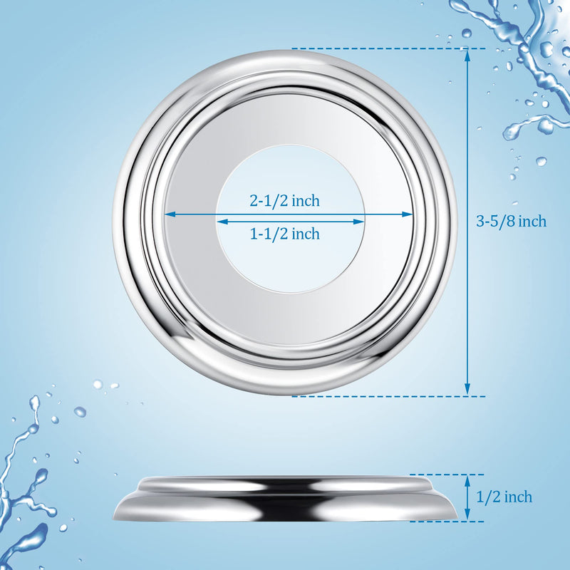 Enhon Metal Tub Spout Cover Ring, Bathroom Faucet Remodeling Wall Plate with Foam Gasket, 1-1/2 Inch ID and 3-5/8 Inch OD(Chrome) Chrome