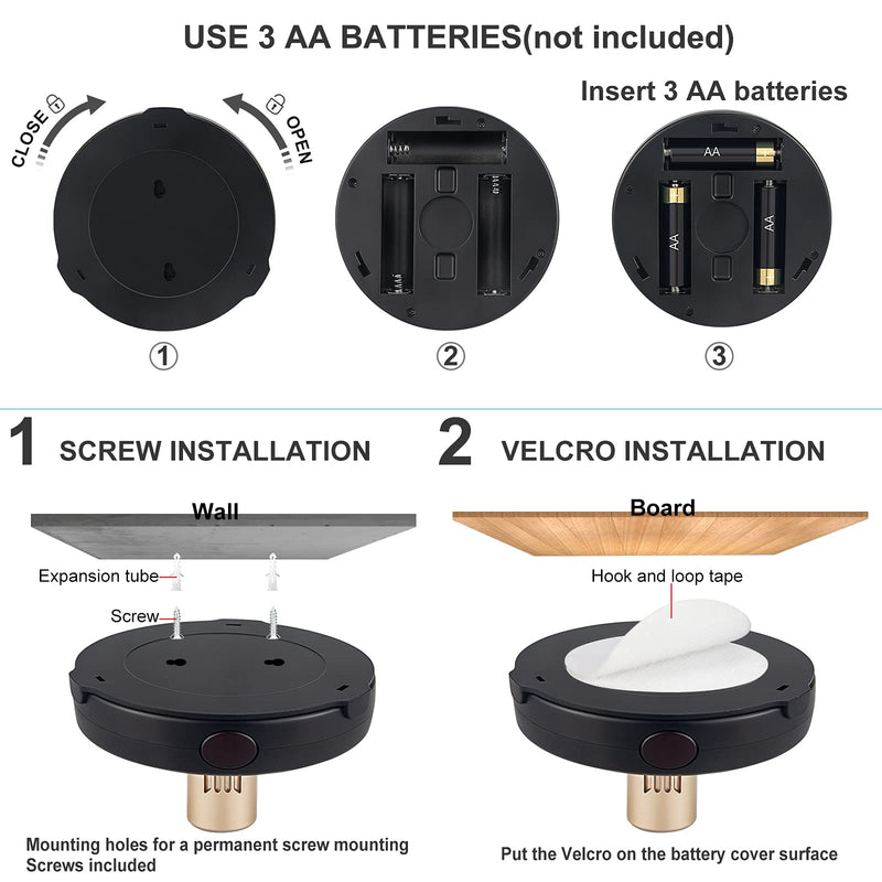 Wireless LED Spotlight, Battery Powered Picture Lights, Uplighting Indoor, Puck Lights with Remote, Stick Spot Lights for Wall Art Display Dartboard Painting Artwork Accent Closet-Gold Black+G