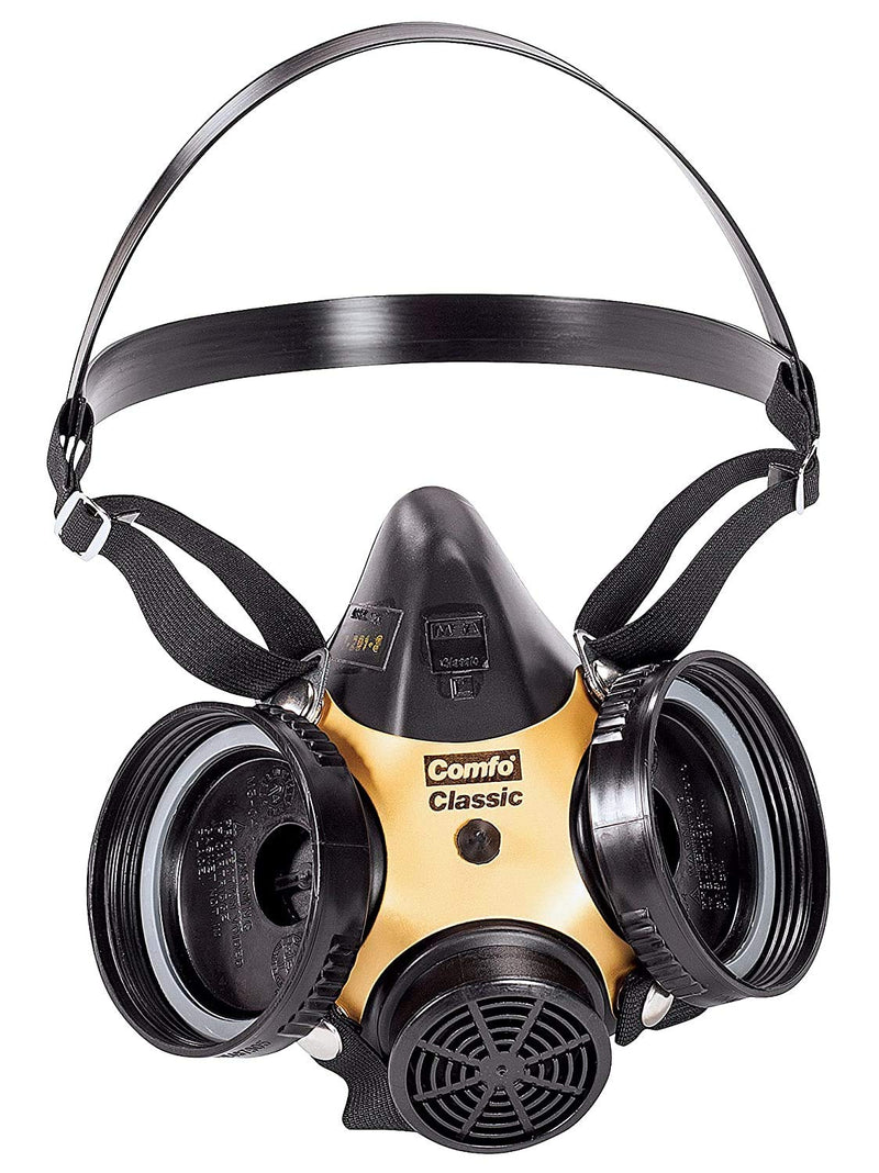 MSA 808076 Comfo Classic Series Half-Mask Respirator - Size: Large, Harness Style: SoftFeel Hycar, Twin-Port, Reusable Gas Mask, MSA Comfo Cartridge Compatible 1 Count (Pack of 1)