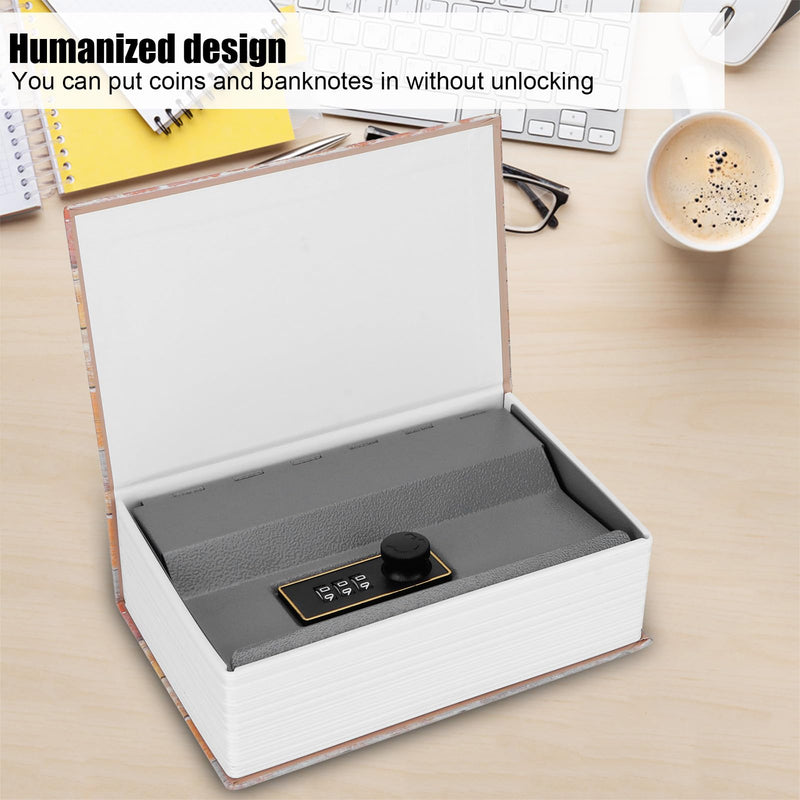 Oumefar Money Box, Fireproof Safes Portable Book Combination Lock Hidden Diversion for Money Secret Hollow Book Money Box with Lock Diversion Book Lock Box Secret Book Hidden