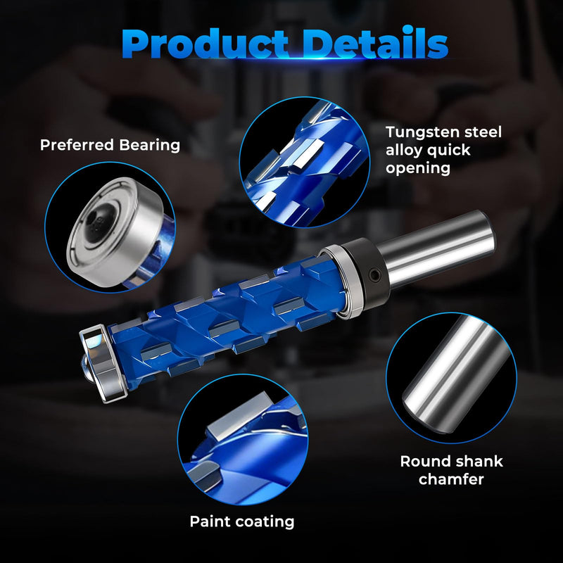 2PCS 1/2" Shank Flush Trim Router Bit Set Double Bearings Flush Trim Bit Trimming Tool Woodworking Milling Cutter Tool Router Template Bit for Wood MDF