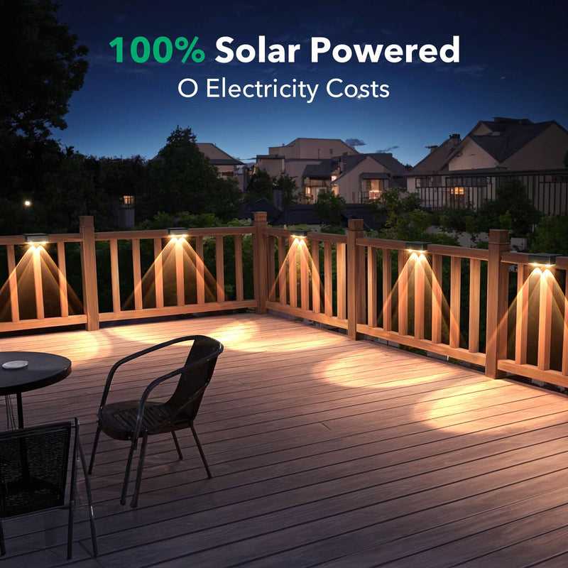 Solar Fence Lights Outdoor - 3 Color Modes(3000K/4000K/6000K), IP55 Waterproof Solar Lights, Fence Light Solar Powered for Outside, Backyard, Railing, Steps, Patio and Wall Lighting