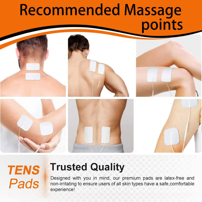 10PCS TENS Unit Replacement Pads 2x4, Reusable Electrodes for Muscle Stimulator Machine, Compatible with AUVON TENS, TENS 7000, Etekcity Tens Unit White