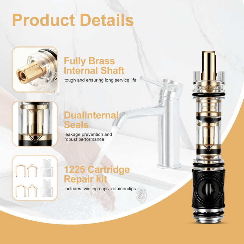1225 Replacement Cartridge, Compatible with Moen 1225/1225B, Shower Cartridge for One Handle Bathroom Faucets/Showers, Dual Seal Brass Replacement﻿ (1) 1 - NewNest Australia