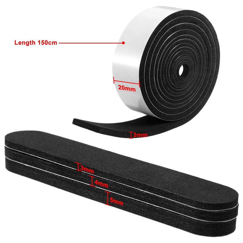 Outus 23 Pieces Hat Size Tape Reducer Foam Reducing Tape Roll Hat Sizer Insert Self Adhesive for Hat Cap Black