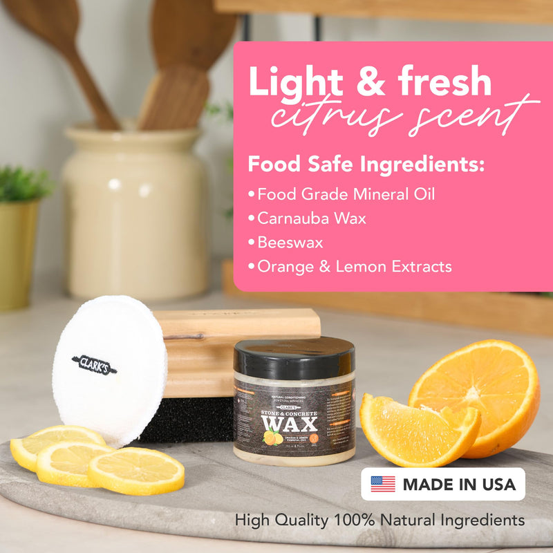 CLARK'S Soapstone and Concrete Wax Kit, Orange Lemon Scent 355