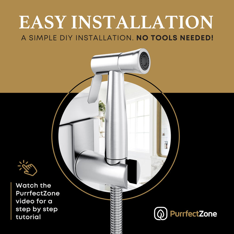 Purrfectzone Bidet Sprayer for Toilet, Handheld Sprayer Kit, Cloth Diaper Sprayer Set - Easy to Install - Stainless Steel 1