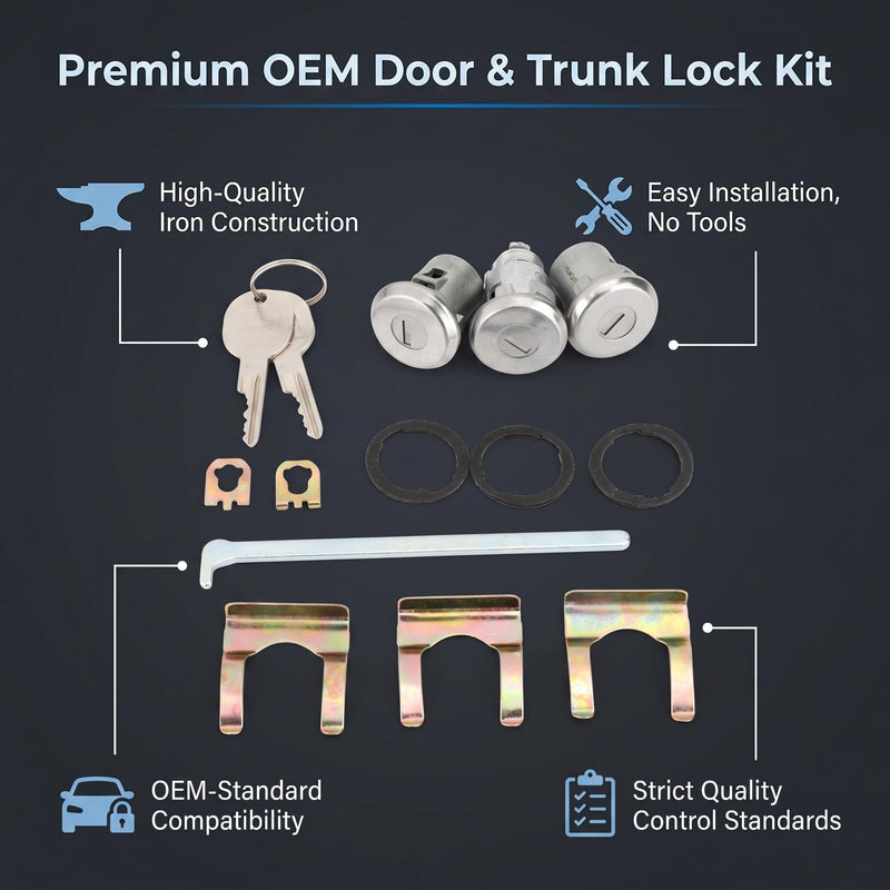 Aramox Cutlass Lock Set Door Trunk Key Car Door Lock Cylinder Keys Set Compatible with : 654394765282