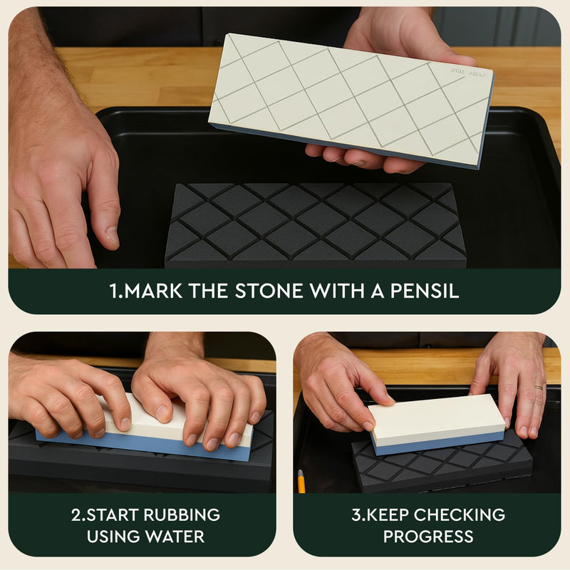 Sharp Pebble Large Flattening Stone- Dual Grit Coarse/Fine Sharpening Stones Flattener- Diamond Grooves Whetstone Fixer-Re Level Any Whetstones & Waterstones