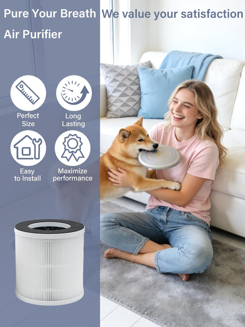2-Pack Replacement Filter Compatible with Airthereal Day Dawning ADH80 Air Purifier, 7-in-1 Cylindrical Composite Filter with Activated Carbon Layer