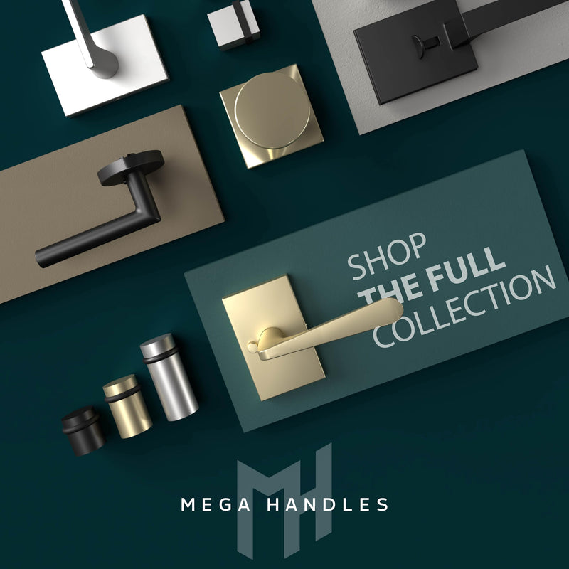 Mega Handles Serrano Dummy Door Handle (2 Pack), Closet Door, Satin Brass 1