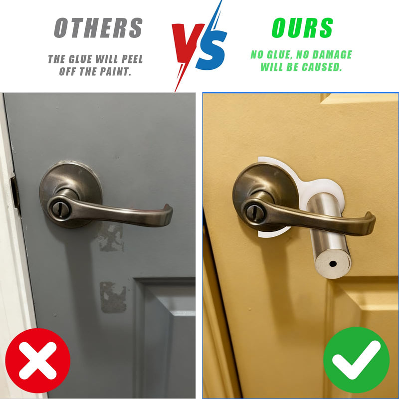Pet Proof Door Lever Lock, Door Handle Lock Child Safety, No Adhesive Baby Proofing Door Handle Lever for Toddlers Cats Dogs (White) White
