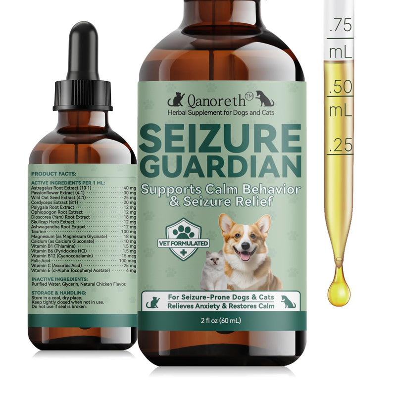 Seizure Guardian for Dogs and Cats – Helps Manage Seizure Symptoms, Helps Calm the Nervous System & Ease Twitching/Restlessness, Natural Herbal Formula with Passionflower & Ashwagandha & More, 2 Fl Oz