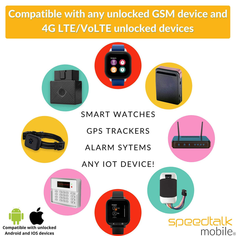 SpeedTalk Mobile $30 Alarm SIM Card for 5G 4G GSM Home Business Security Alarm System | Talk Text Data | 3 in 1 Standard Micro Nano Simcard Kit | 6 Months Service Plan