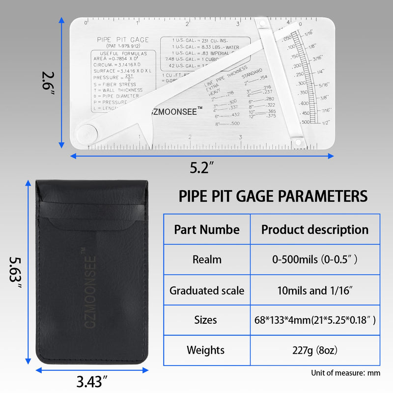 Pipe Pit GAGE Stainless Steel Measuring Gauge Pipeline Mine Welding Inspection Ruler Weld Inspection Ruler