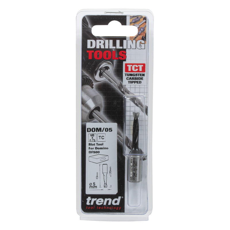 Trend Domino Router Bit, 5mm Diameter, Double Spiral Up-Cut, Carbide Tipped, Compatible with Festool Domino DF500, DOM/05