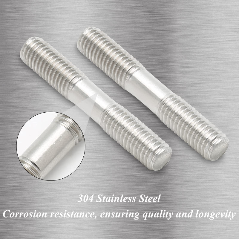10PCS M8 x 50mm Double End Threaded Stud, Stainless Steel, 50mm Length