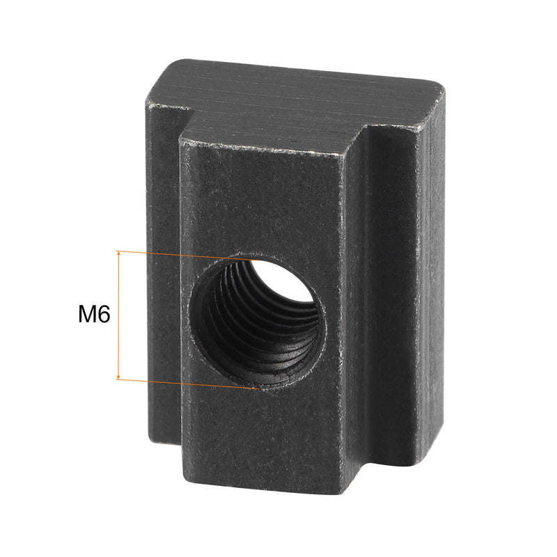 uxcell M6 Thread T Slot Nuts, Alloy Steel Black Oxide Finish Grade 8.8 Tapped Through Slot T-Nuts Furniture 10Pcs