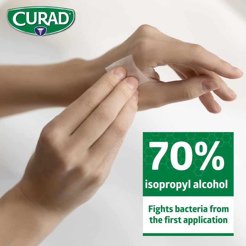 CURAD Alcohol Prep Pads (Pack of 4 Boxes) | 400 Pieces of Medium Isopropyl Alcohol Wipes Individually Wrapped | First Aid Alcohol Swabs for Cuts & Scrapes | Medical Alcohol Pads for General Cleansing 100 Count (Pack of 4)
